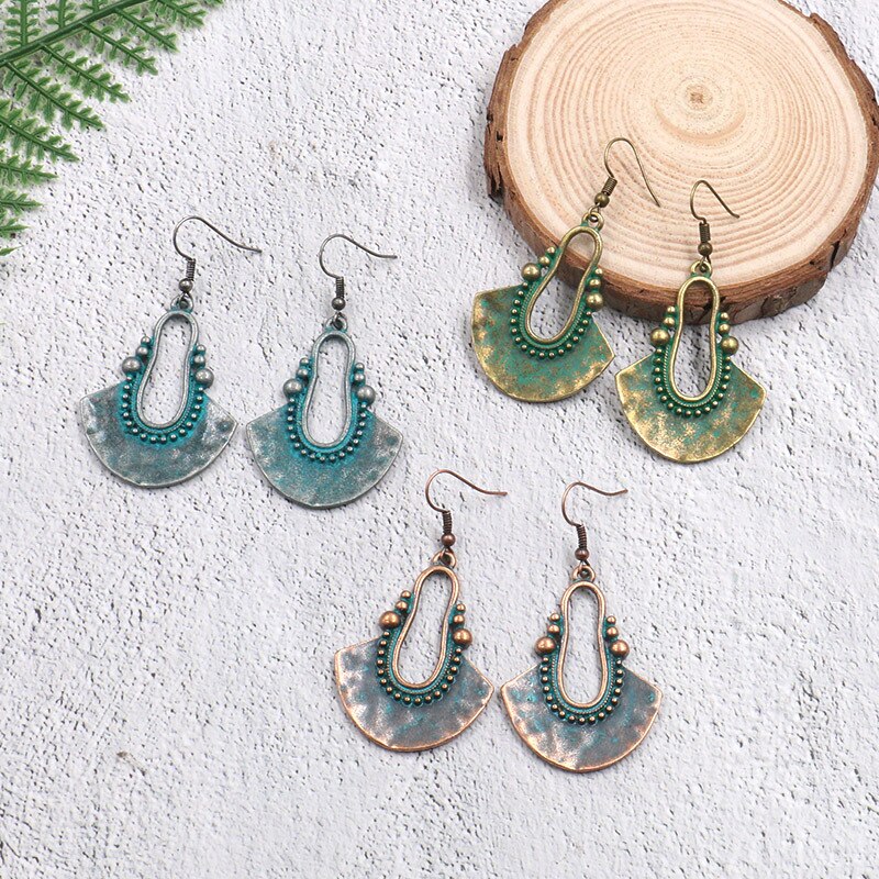 Vintage Geometric Gypsy Alloy Ladies Earrings For Women Kolczyki Boho Jewelry Retro Jhumka Earrings Statement Jewelry