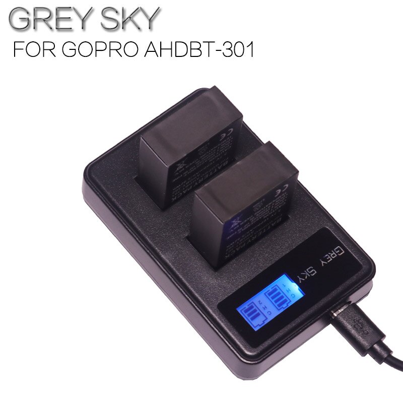 1600mAh AHDBT-301 Battery for Go Pro Hero 3 3+ gopro3 gopro 3 Hero3 Battery Black Edition White Silver Edition HD camera: charger and 2battery