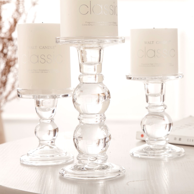 Søjle lysestage krystal lysestage klart glas lys brela til kugle lys fyrfadslys blok lysestage bakke