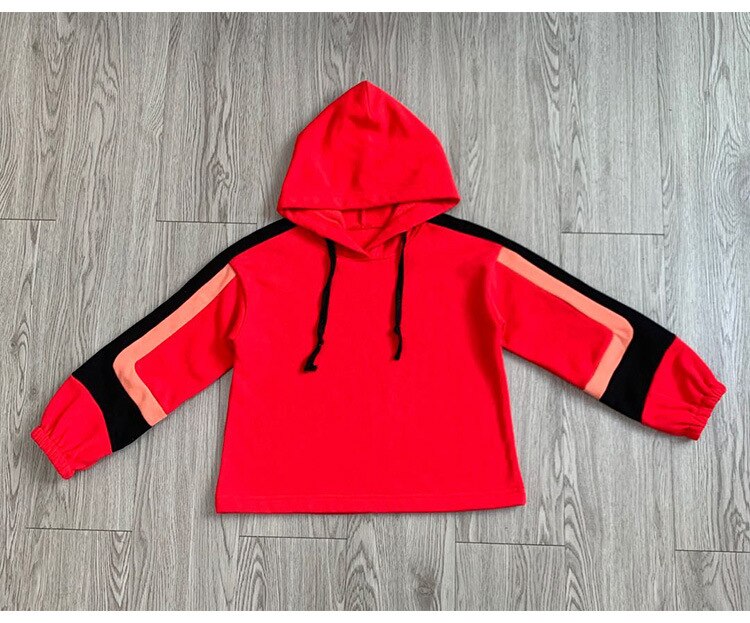 Herfst Kinderkleding Meisjes Hooded Sweatshirt Tiener Meisjes Katoen Patchwork Sweater Mode Toevallige Sweater, #9117: Red / 14