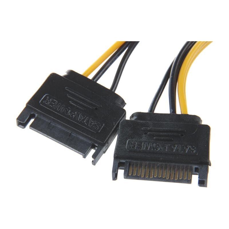 Dual 15 Pin SATA Male to PCIE 8Pin(6+2) Male Video Card Power Cable