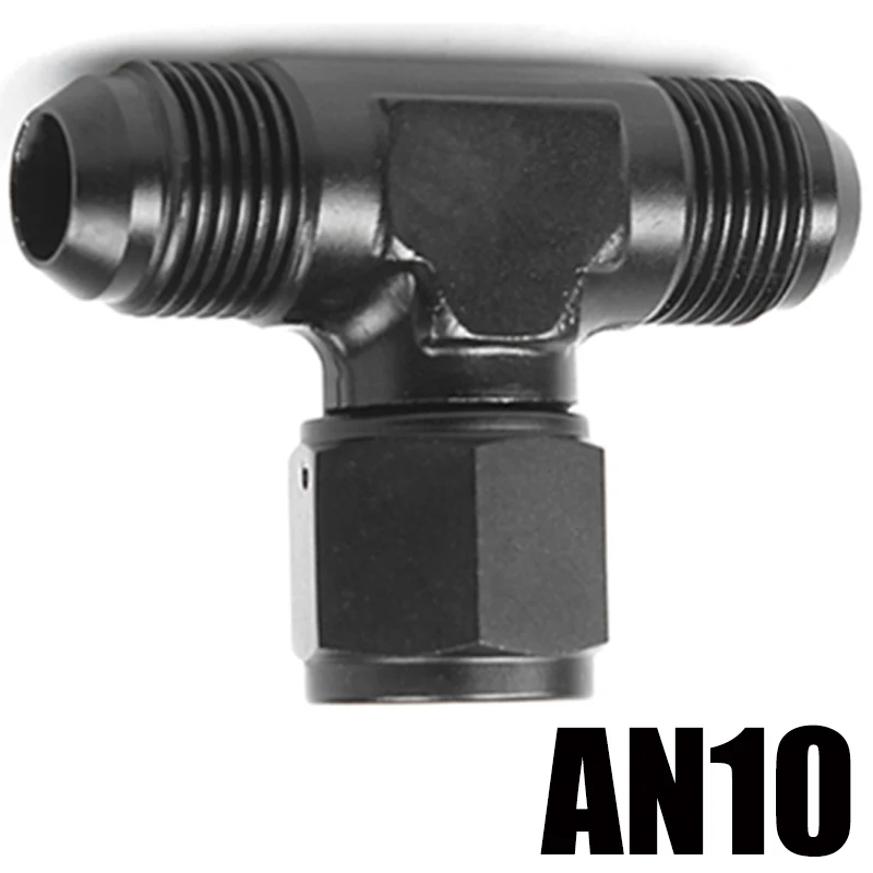 An4 an6 an8 an10 an12 universella aluminiumslang-t-kopplingar hane till hane hona t-koppling på sidan gängad koppling adapter svart: Svart