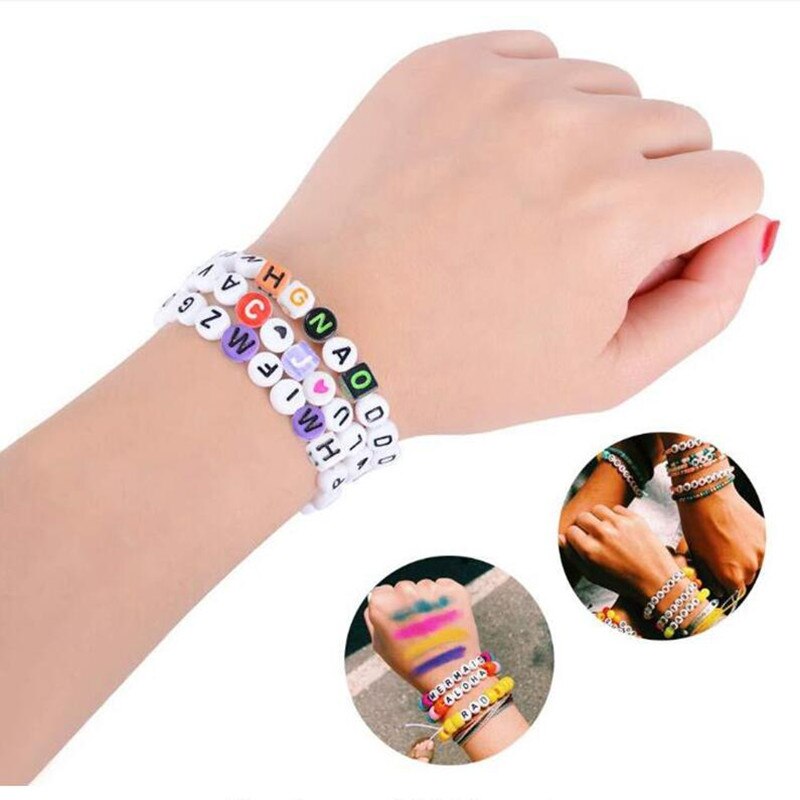 100 Uds. Cuentas luminosas de A-Z de 7x4mm, cuentas con letras, cuentas espaciadas acrílicas para fabricación de joyería, pulsera de dijes DIY