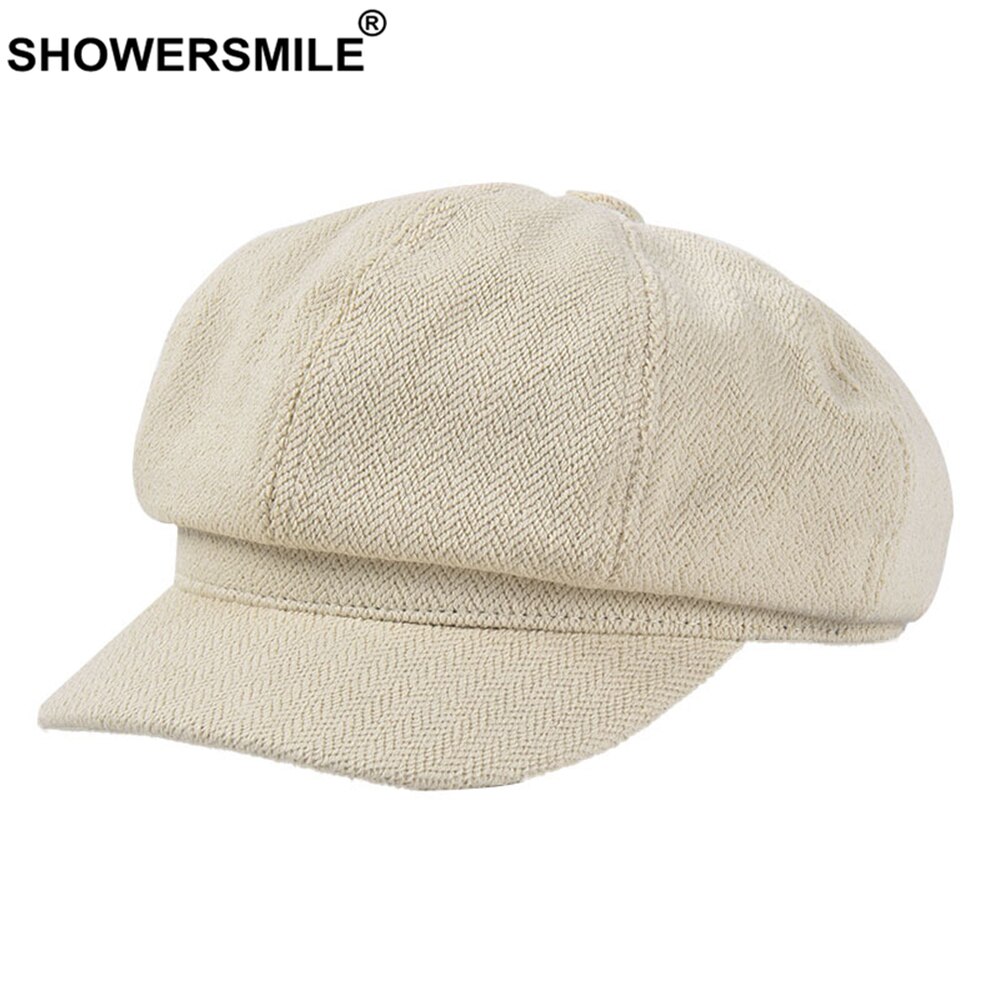 Showersmile retro uutispoika lippalakki naiselle kevät kesä naisille kahdeksankulmainen hattu tiilenpunainen merkki brittiläinen litteä lippalakki