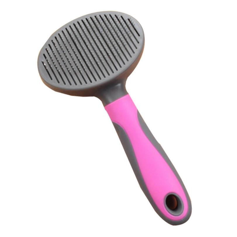 2 kleur Huisdier Kam Automatische De-Hairing Kam Kleine En Middelgrote Honden En Katten Open Knoop Naald Kam Zelf -schoonmaken Kam: pink and gray