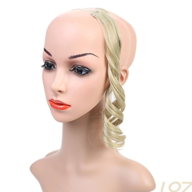 Buqi syntetisk naturlig bølget en klips i pannelugg foran hårside frynser hår for kvinner svart brun lang pannelugg hårforlengelse: 107