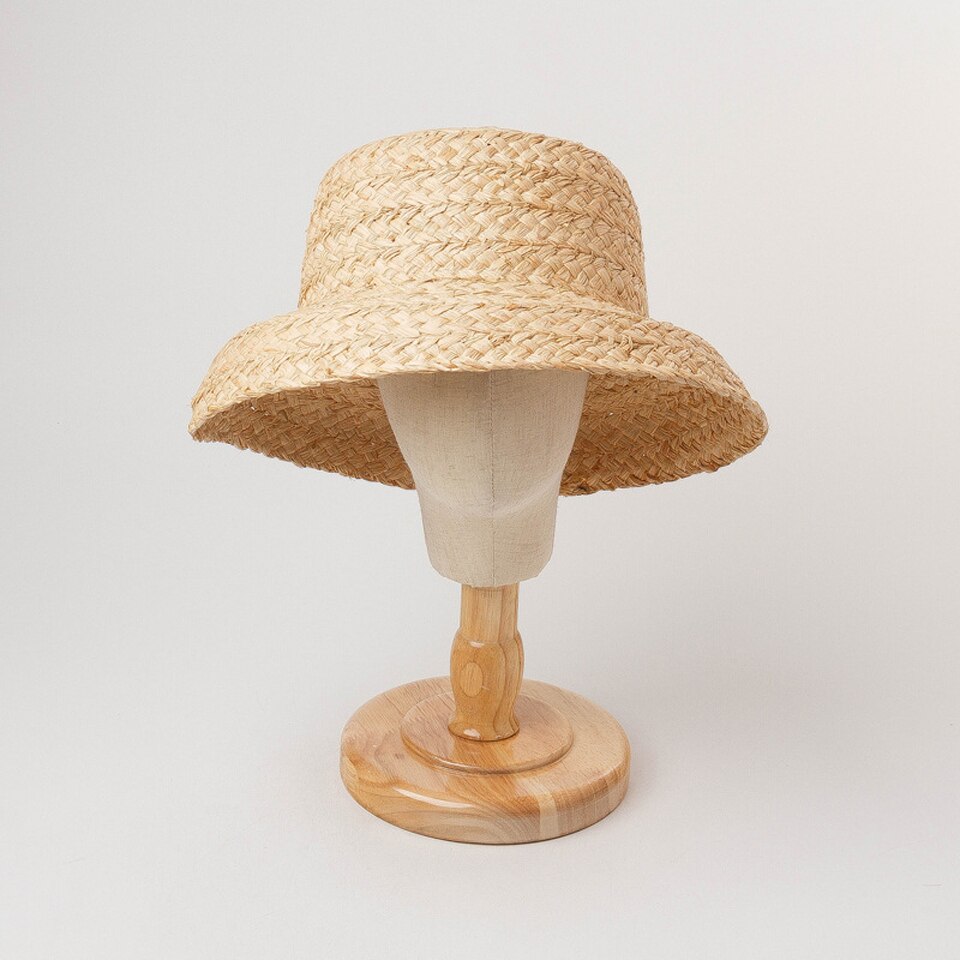 Hand-made Raffia Straw Hat For Kids Retro Flat Top Fold Down Brim Children's straw hat Boys Girls Travel Vacation Raffia Sun Hat: F0205-0