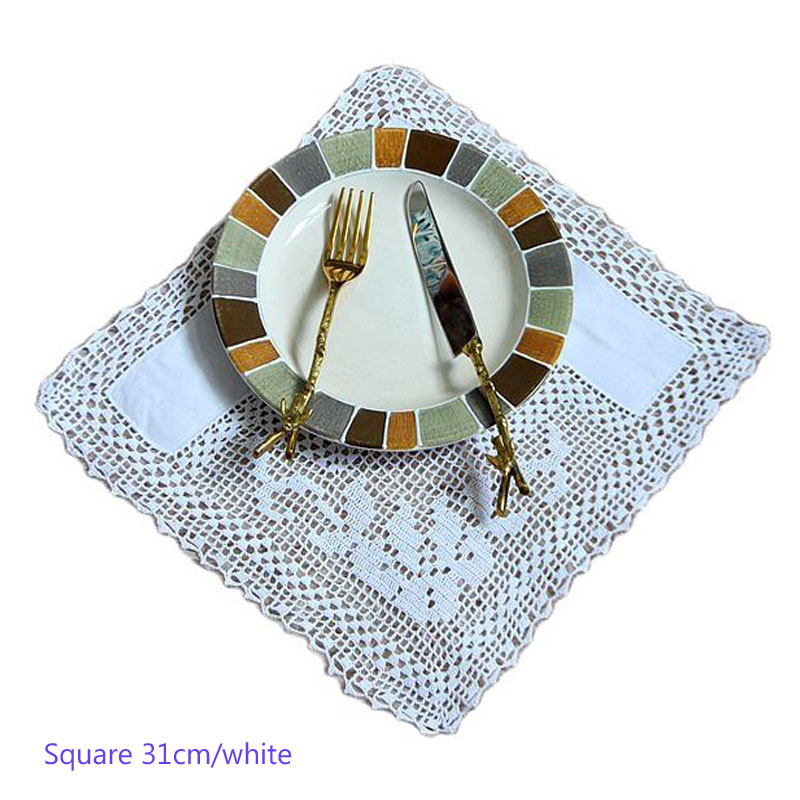 28Cm Katoen Placemat Cup Mok Thee Koffie Coaster Keuken Eettafel Plaats Mat Kant Gehaakte Kleedje Kerstmis Drank xmas Pad