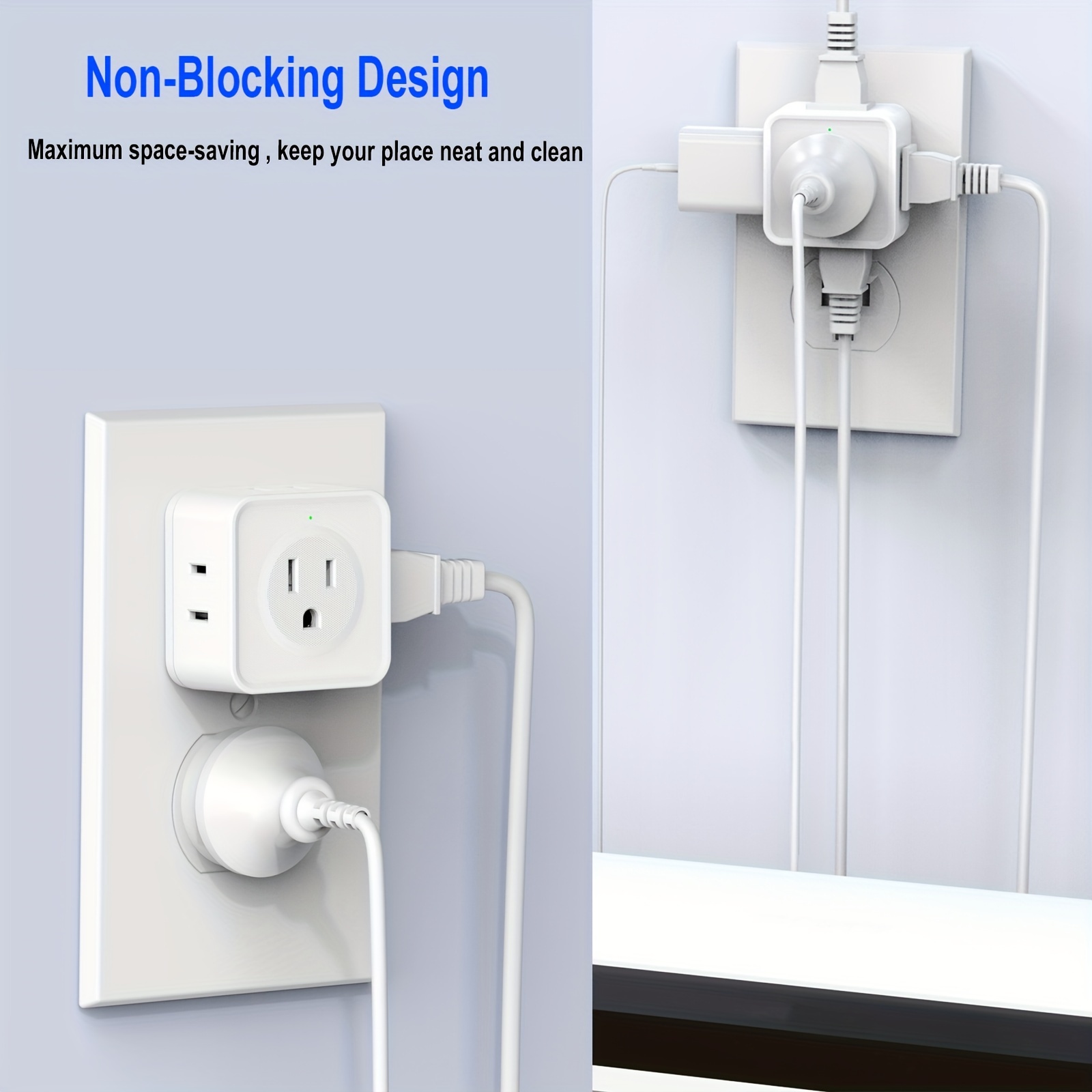 US Plug Wall Outlet Expander Multi Outlet Extender with 5AC Outlets,Small Electrical Outlet Splitter for Travel Home Office Dorm