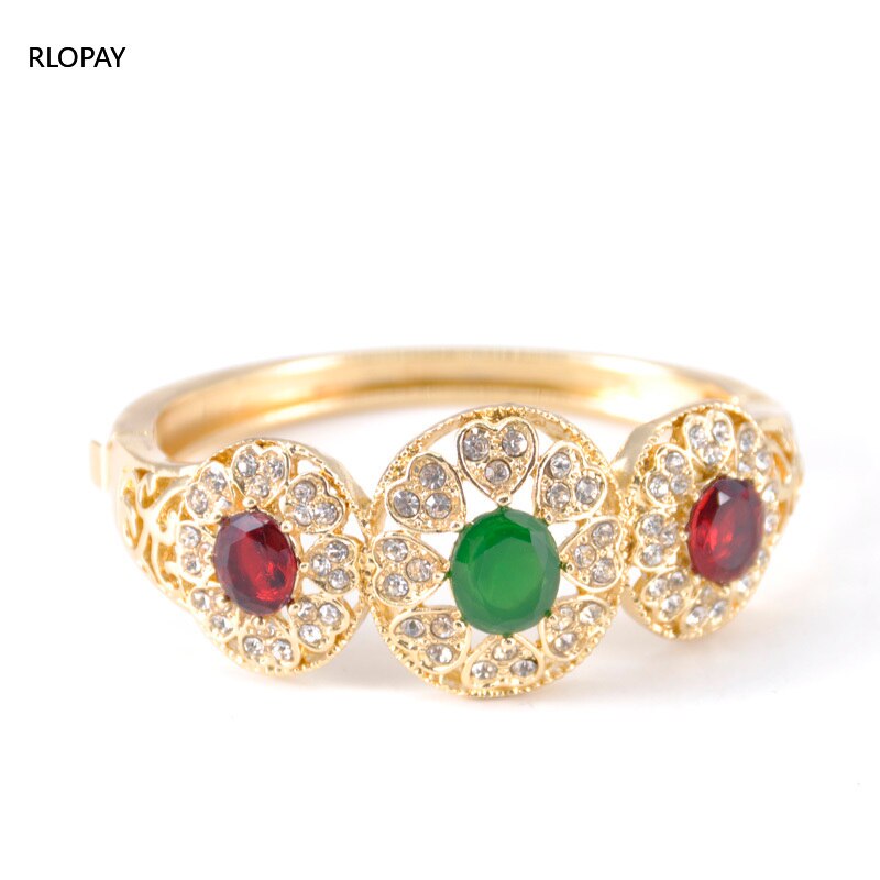 Marokkaanse Hart Vorm Goud Kleur Metalen Armbanden Voor Vrouwen Kleuren Strass Armbanden Armbanden Sieraden