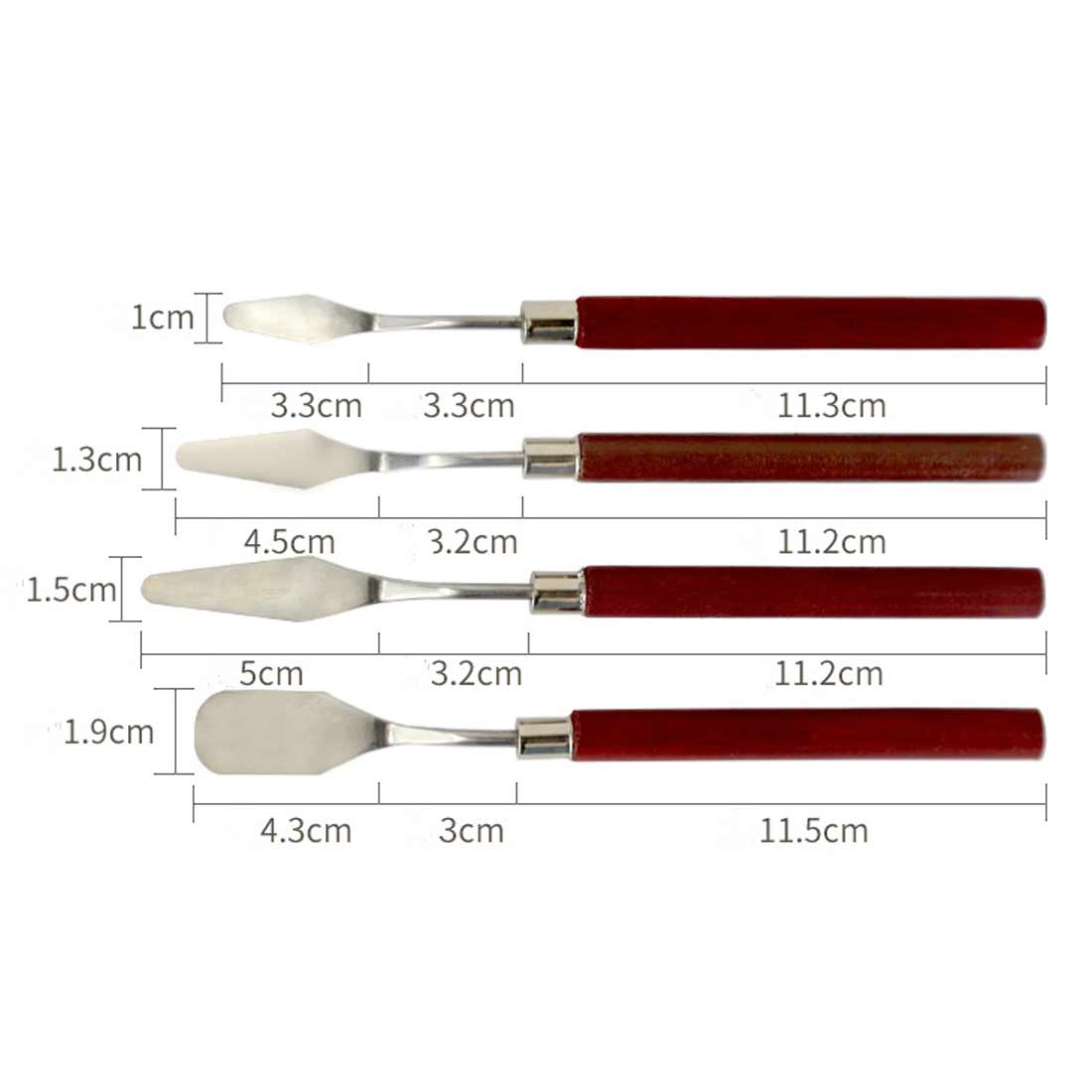 5 pieces/set of thick oil painting scraper stainless steel painting palette art painting tool set artist painting palette knife