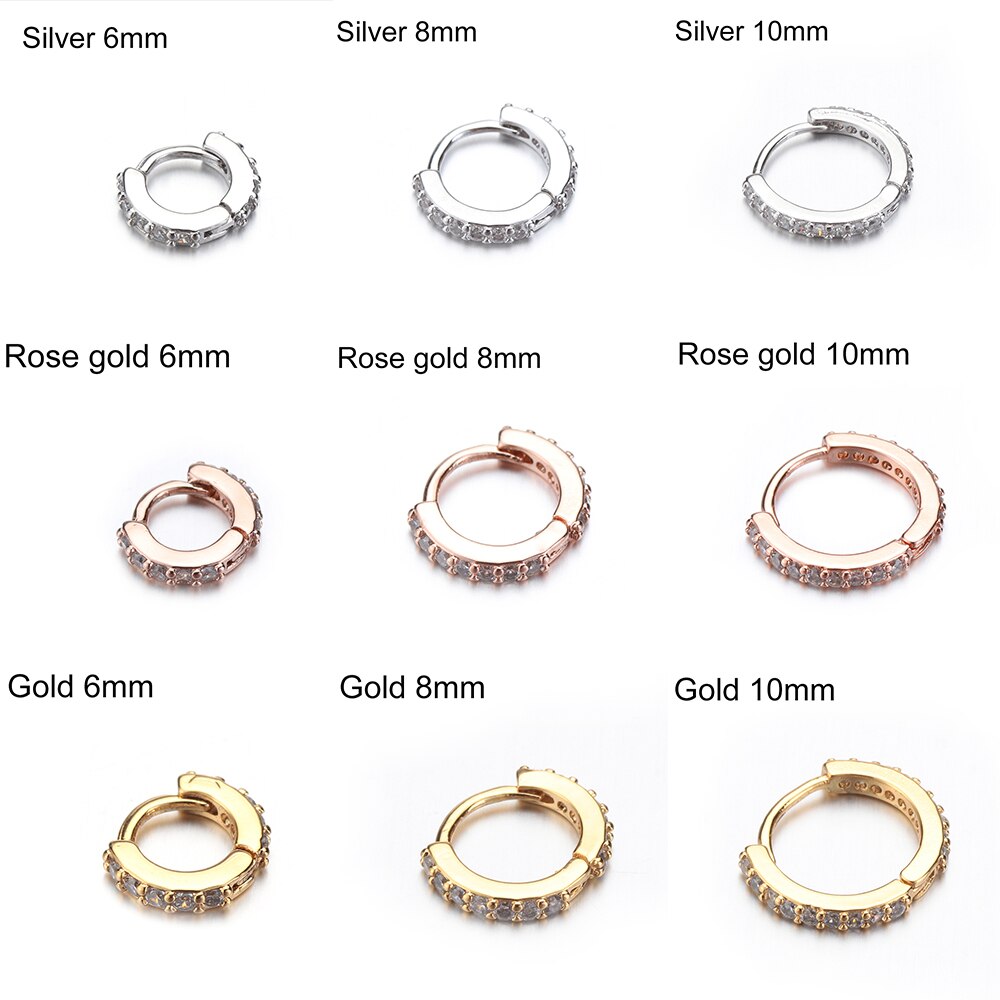 1PC 1pc 6/8/10mm Cz Huggie Hoop Cartilage Earring Helix Tragus Ear Piercing Jewelry Punk Rook Body Jewelry