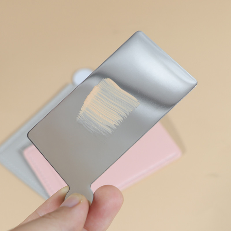 Paleta de maquillaje de acero inoxidable, espejo de maquillaje portátil con paleta de colores, placa mezcladora de cosméticos, herramienta de mezcla de viaje para belleza