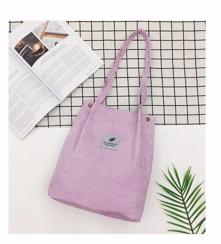 Tassen Voor Vrouwen Corduroy Schoudertas Herbruikbare Boodschappentassen Casual Tote Vrouwelijke Handtas Canvas Tas Draagtas Boodschappentas Portemonnees: PL