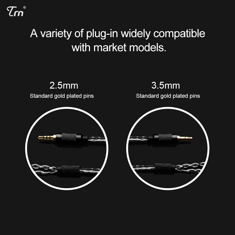 TRN 8 Core Silver Plated Cable HIFI Earphone MMCX/2Pin Connector Use For TRN V90 BA5 V10/V20/V60 V30 TRN V80 IM1 IM2 X6