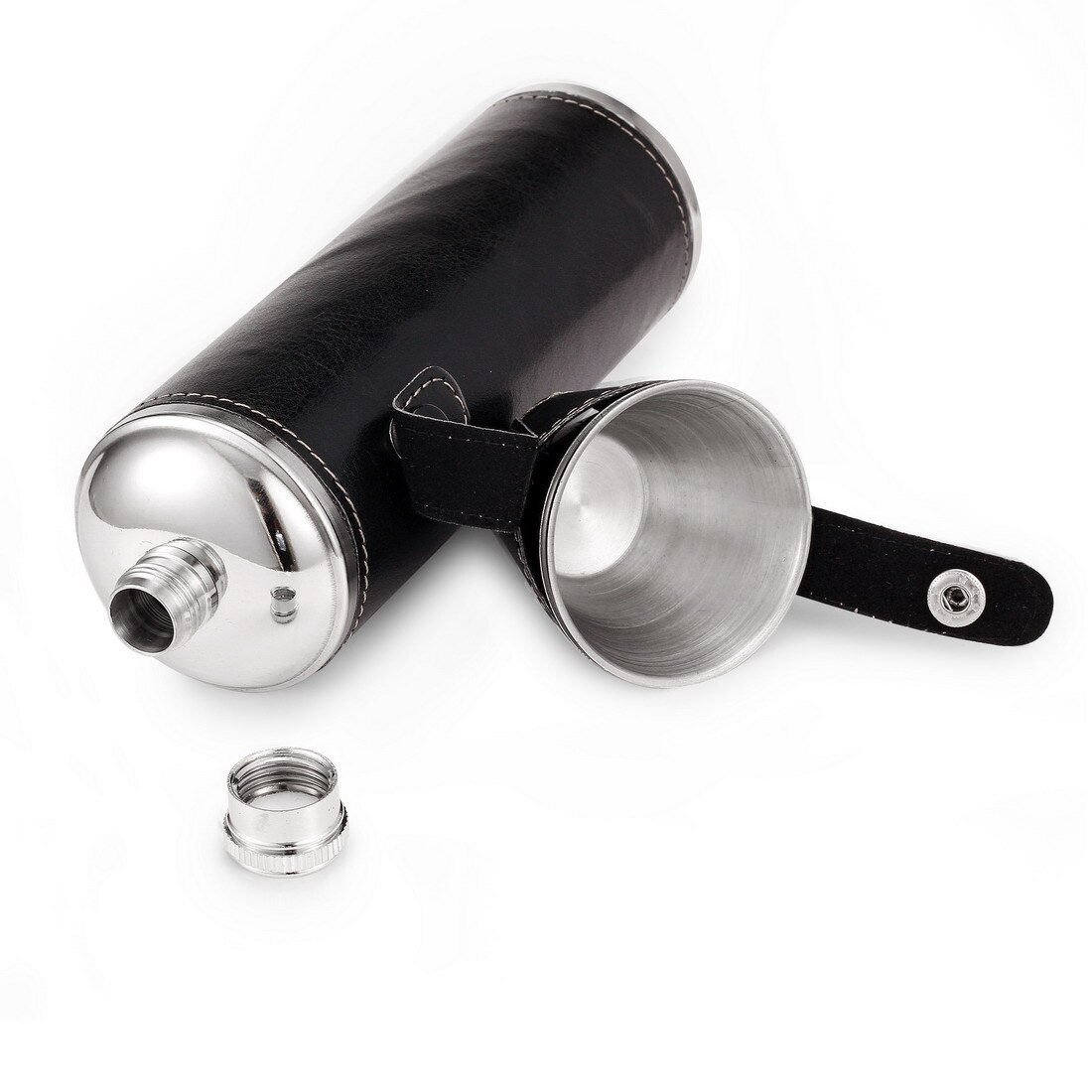 GENNISSY-flacon de poche 8 OZ avec entonnoir gratuit + 2 tasses en acier inoxydable avec couvercle recouvert de cuir et flacon étanche de 100%