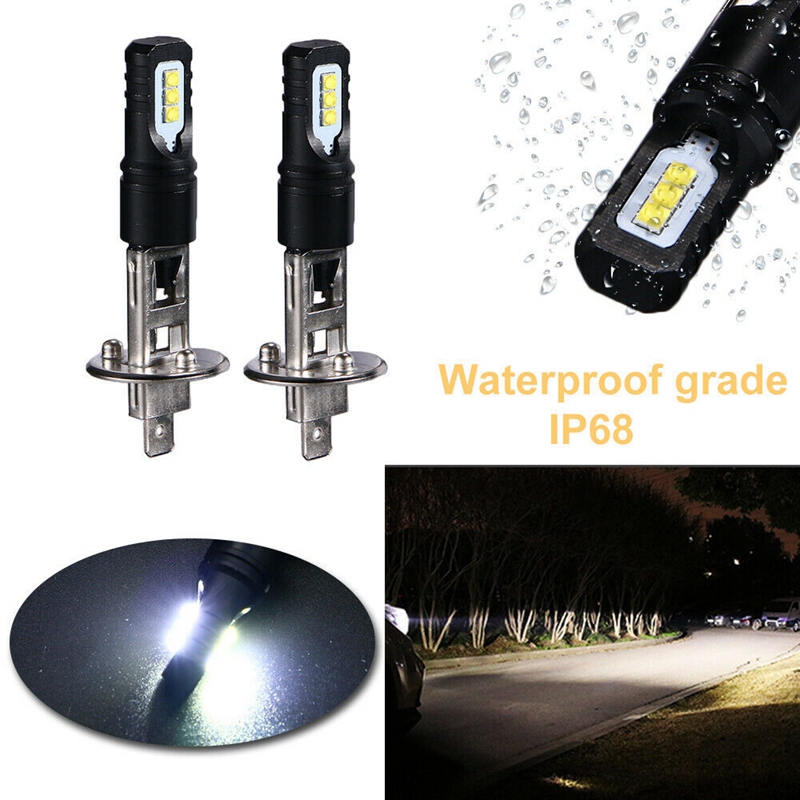 4X H1 6000K Super Bright White 6000LM DRL LED Headlight Bulb Kit High-Beam