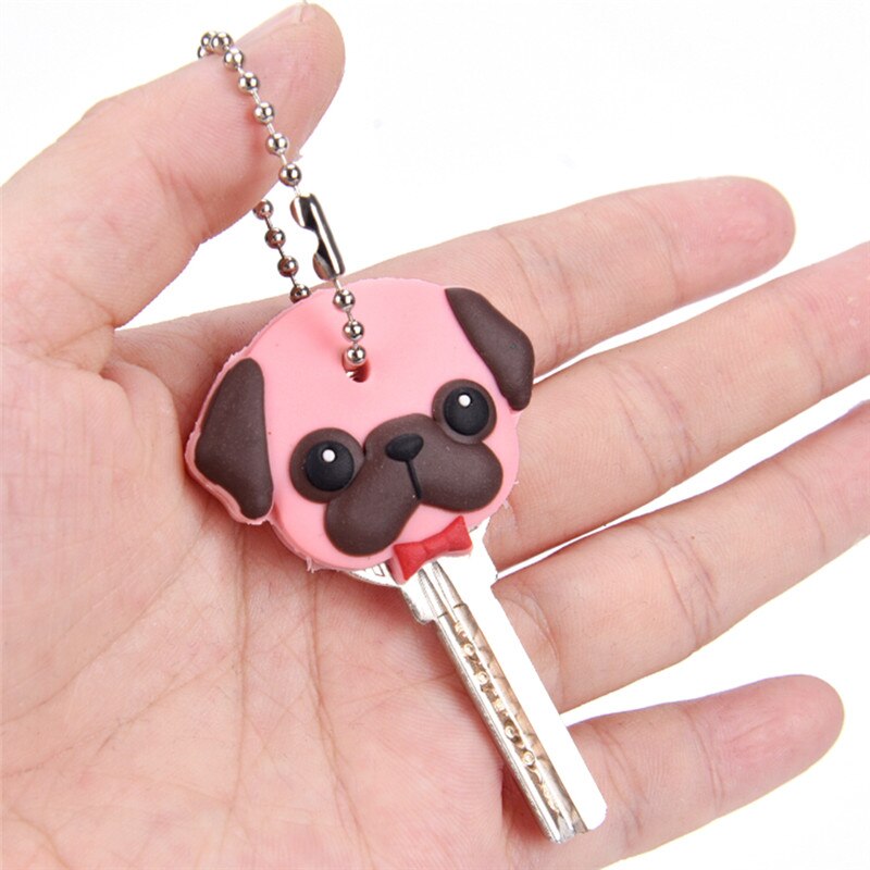 Siliconen sleutelhanger dop hoofddeksel sleutelhanger hoesje schelp kat hamster mopshond hond dieren vorm mooie sieraden