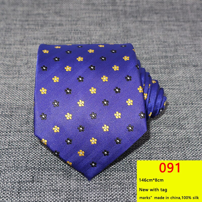 Cravates à fleurs pour hommes, 8CM, gravata corbatas, formelles en soie, Cravate Jacquard pour marié, fête de mariage, Business: 091