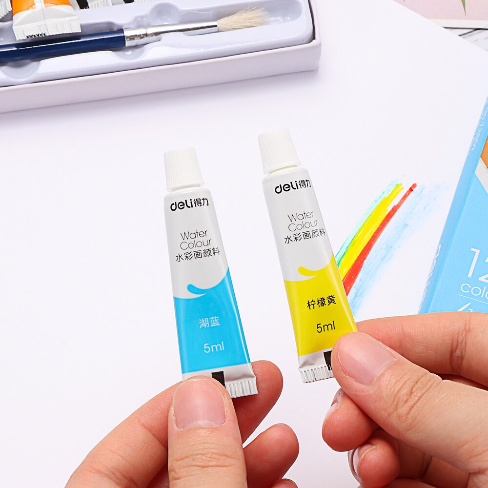 5ml 12/18/24 farger vannfarge maling sett lim akvarell maling tube sett for pensel skole kunst forsyninger