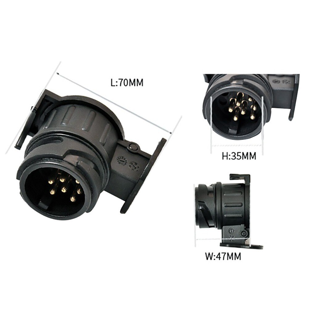 Franchise Car Trailer Truck 13 Pin to 7 Pin Plug Adapter Converter Tow Bar Socket Black