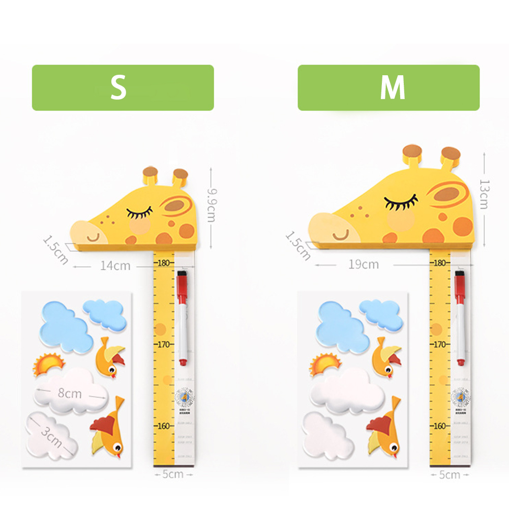 Wall Sticker Universal Space Saving Measurement Cute Baby Children Giraffe Head Decorative Height Ruler Practical 3D Movable