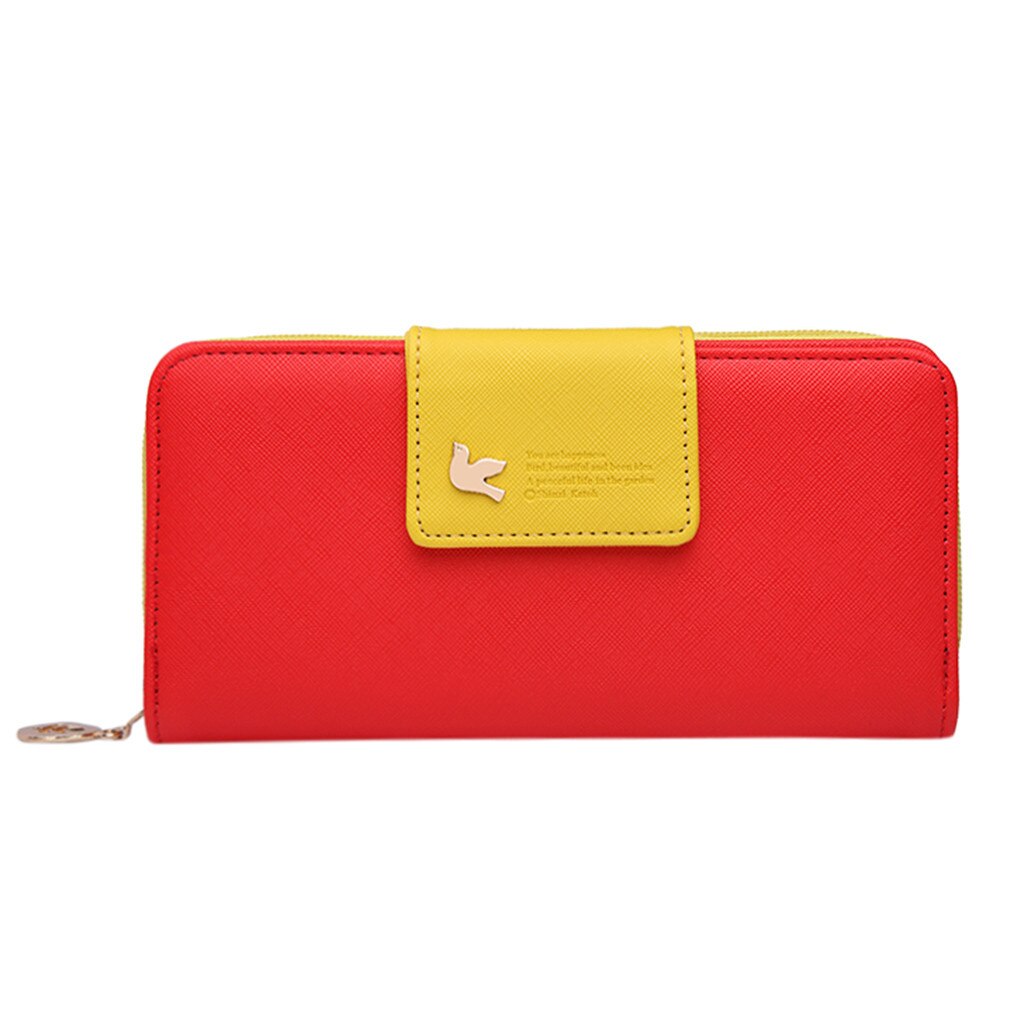 Frauen Lange Reißverschluss Fliege Verschluss Farbe Kollision Geldbörse Karte Halfter Tasche Schnalle telefon fallen Bolsa de moedas de fivela 50: E