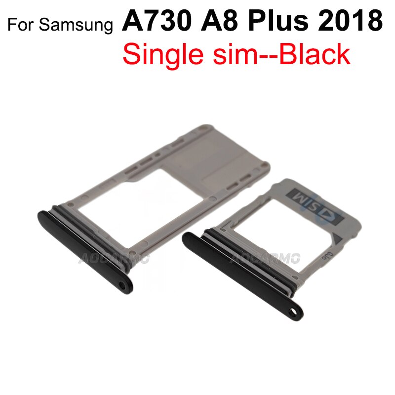 Aocarmo single &amp; dupla bandeja de cartão sim suporte microsd nano slot para samsung galaxy a8 plus 2018 a530 a730 a730f peça substituição