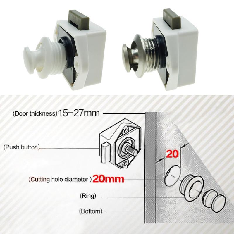 1pc mini trykknap knap fangstlås skabsdør knop camper campingvogn autocamper rv skab skuffe skubbelås lås hardware