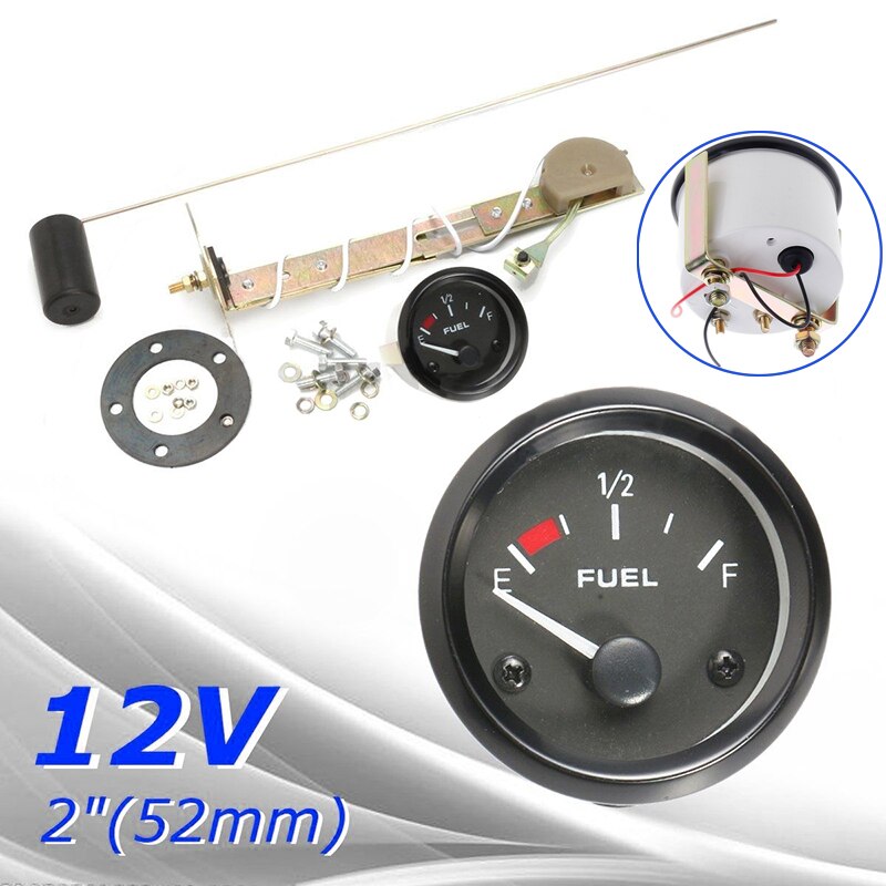 Car Auto Fuel Float Level Gauge Meter Sensor Indicator E-1/2-F DC 12V 52mm Set