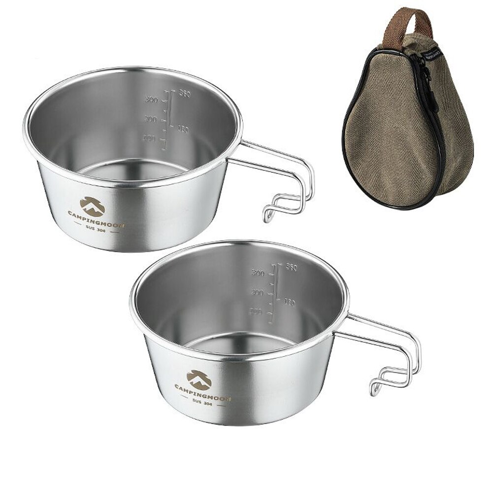 draussen Edelstahl 450ml Sierra Schüssel Picknick Geschirr Grill Wandern Camping Tasse Picknick Kochgeschirr Mit Lagerung Tasche 캠핑용품: 2 Schalen