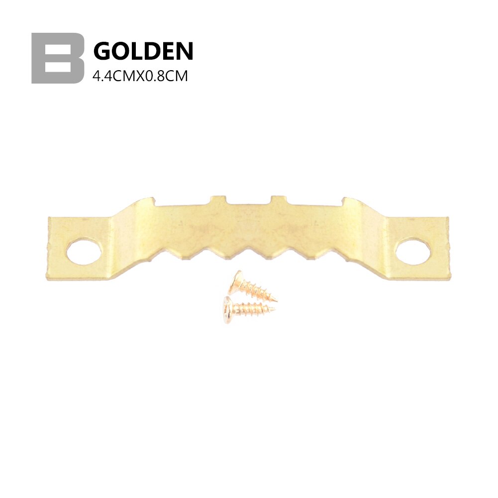 25 stuks gouden fotolijsthaken zaagtand zaagtandhangers canvaslijst ophanghaken dubbel gat met schroeven: 844mm
