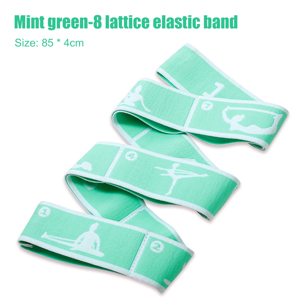 Yoga-dehnungsgürtel aus nylon mit 8 gittern, geeignet für anfänger, erwachsene und kinder, lateinamerikanische tänze, elastisches band, fitnesszubehör: Grün