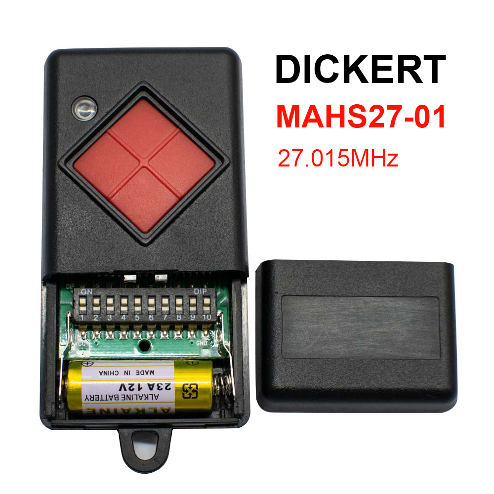 100 % kompatibel, 27,015 MHz DICKERT MAHS27-01 MAHS27-04 Garagenfernbedienung, 27 MHz, roter Tasten-DICKERT-Handsender: WHITE