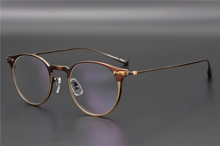 Titanium Glasses Frame Men OV1181 Retro Frame Brand Eye Myopia Prescription Glasses Frames for Men Round Glasses: wind red frame