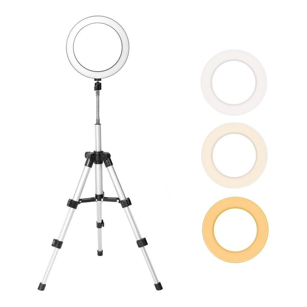 Dimbare LED Studio Camera Ring Licht Foto Mobiele Telefoon Video Ringvormige Lamp Statief Voor Xiaomi iphone Canon Nikon