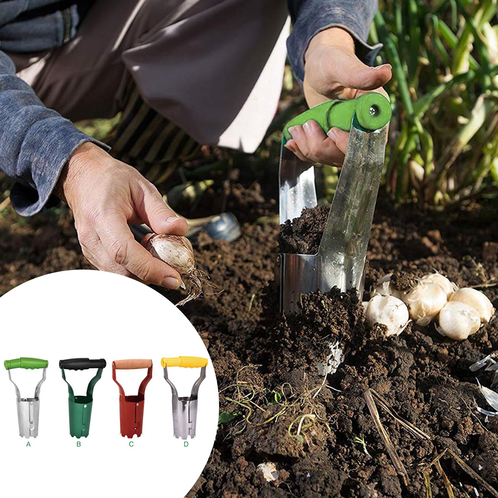 Seedling Dibber Transplanting Planting Tools Bulb Garden Transplantation Tool Hand Tool Set Bulb Transplanter With Spring Handle
