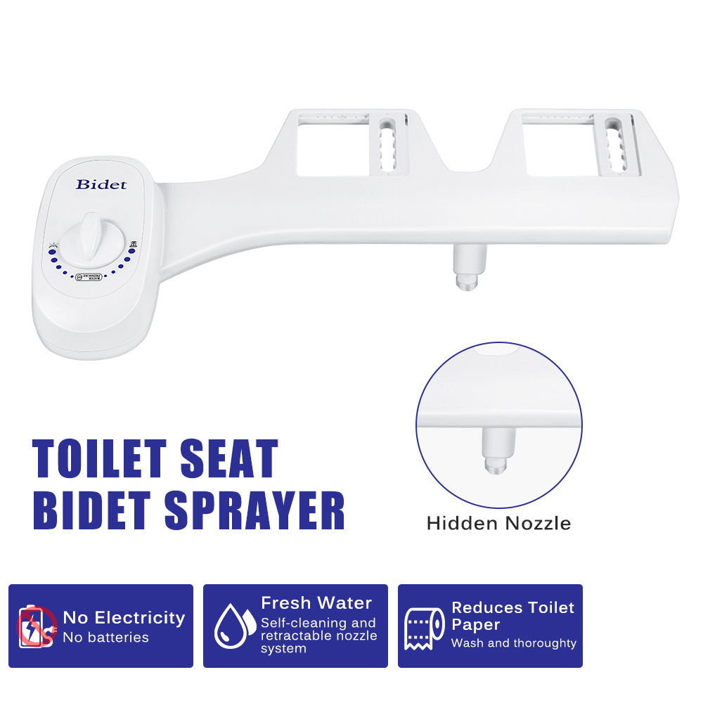 Non-Electric Toilet Seat Bidet Attachment Toilet Bidet Self-Cleaning Nozzle-Fresh Water Bidet Sprayer Mechanical Washing