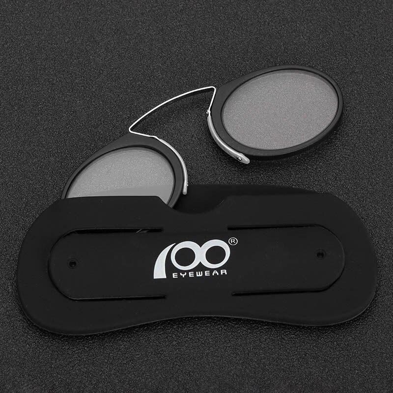 Vrouwen Mannen Mini Neus Clip Op Leesbril Dunne Flexibele Lezers Draagbare Portemonnee Optics met Telefoon Staat Bril Case