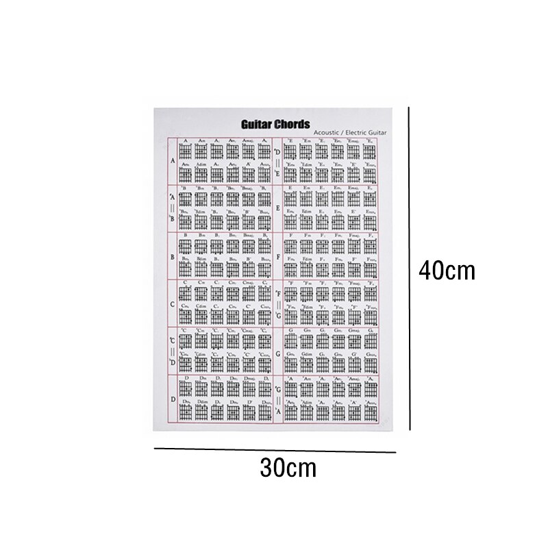 Guitar Fingering Paper Chart 6 String Guitar Chord Fingering Diagram Exercise Practice Chart: 30cmX40cm