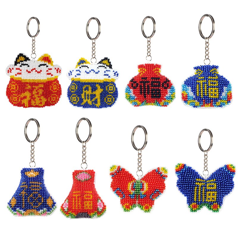 Colgante de cuentas completo con bordado de bolsa de la suerte, accesorios para manualidades DIY duraderos, Kit de bordado de punto de cruz, mochila, llavero, abalorios