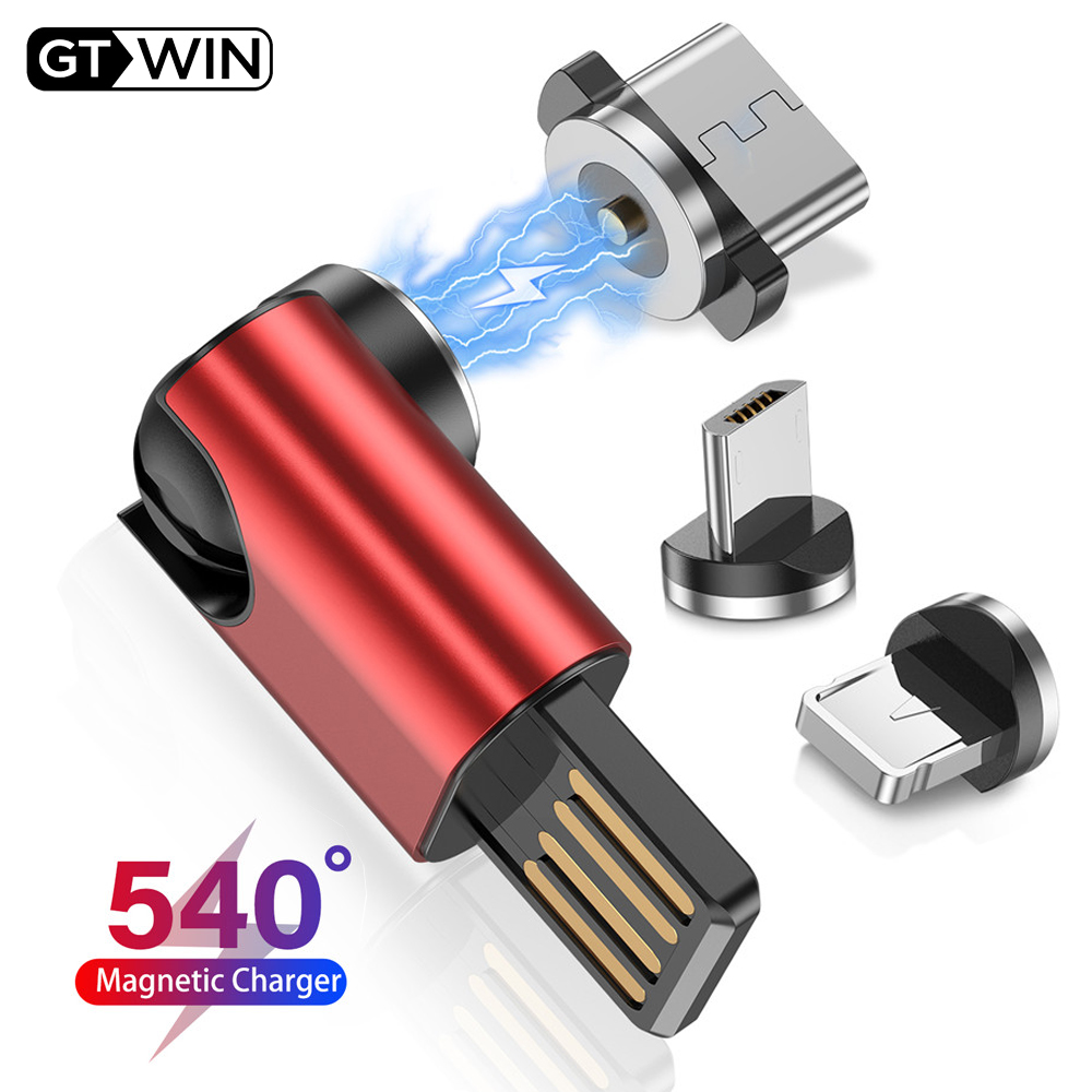 Mini caricabatterie magnetico per Huawei Xiaomi Samsung POCO cavo cavo di ricarica magnetico USB 540 adattatore per caricabatterie Micro tipo C rotante