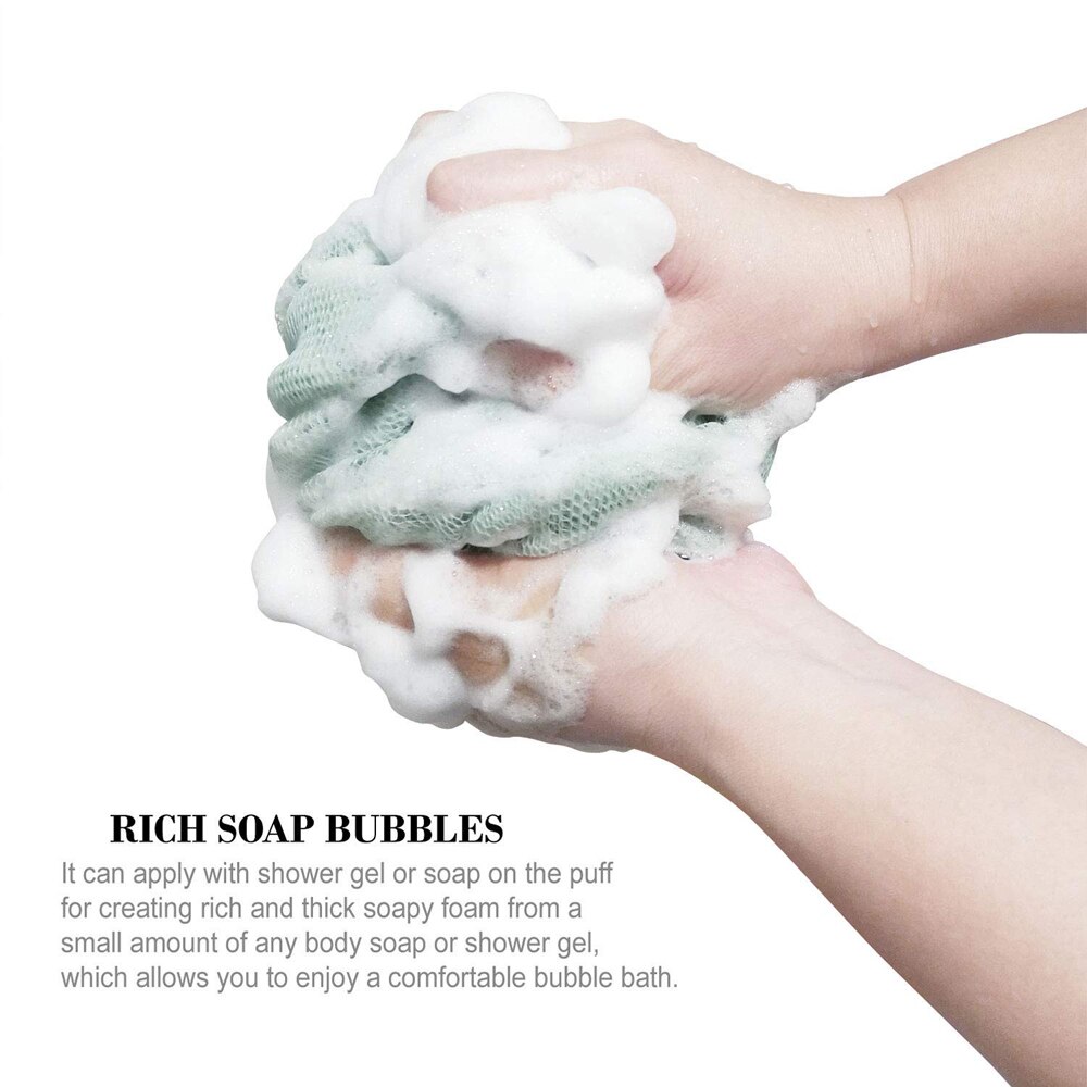 Loofahs – éponge de bain longue, 3 couleurs, 3 paquets, maille tressée extensible, boule exfoliante pour le dos
