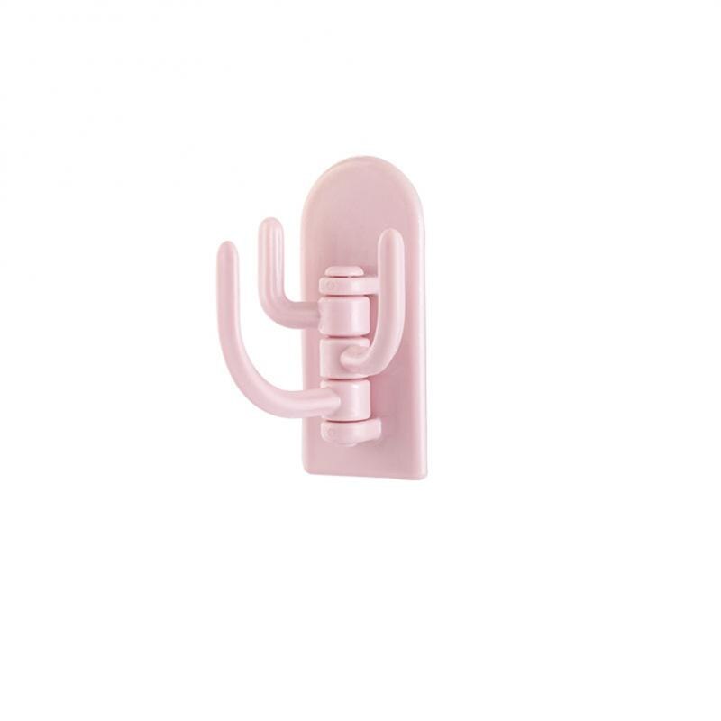 Self Adhesive Kitchen Wall Door Hook Key Holder Rack Towel Hanger Bathroom Rack Hooks Rotating Multi-Purpose Storage Hooks: 01pink