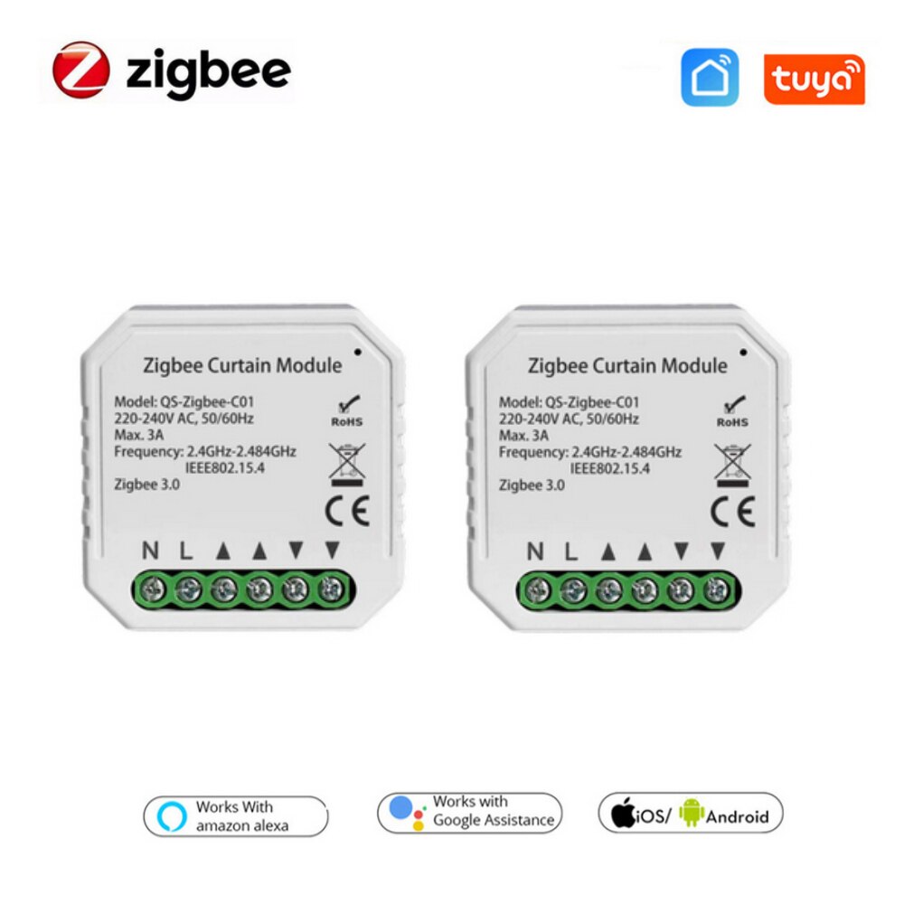Tuya zigbee 3.0 tuya smarta livgardinbrytarmodul för jalusimotor med alexa google home appkontroll: 2 st
