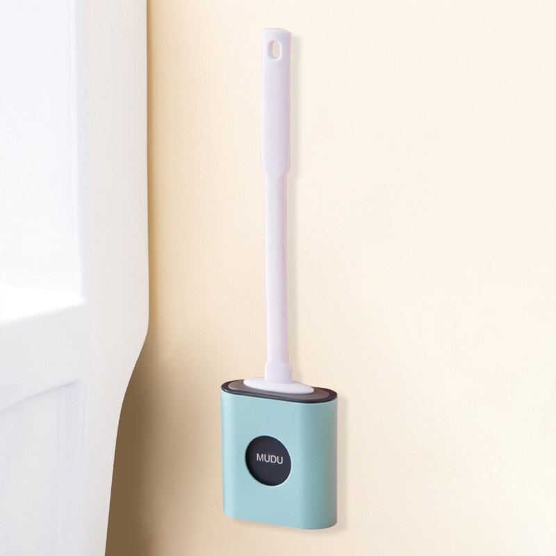 Siliconen Toiletborstel Muur Gemonteerde Automatische Reiniging Tool Wc Kloof Borstel Opknoping Flexibele Haren Borstel Badkamer Accessoires: Blue D