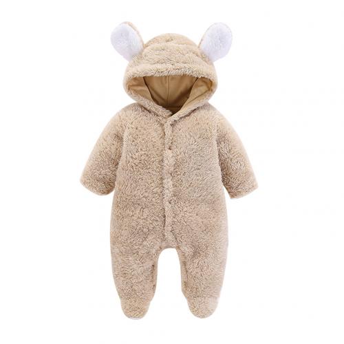 Pasgeboren Winter Hoodie Baby Kleding Baby Flanellen Klimmen Pakken Lente Uitloper Peuter Rompertjes Jongen Meisjes Jumpsuit: Camel / 3M