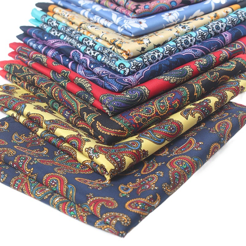 Pañuelo cuadrado de seda de rayón para hombre, pañuelo de Cachemira con estampado de lunares, Floral, a la , clásico, para de boda, 32cm
