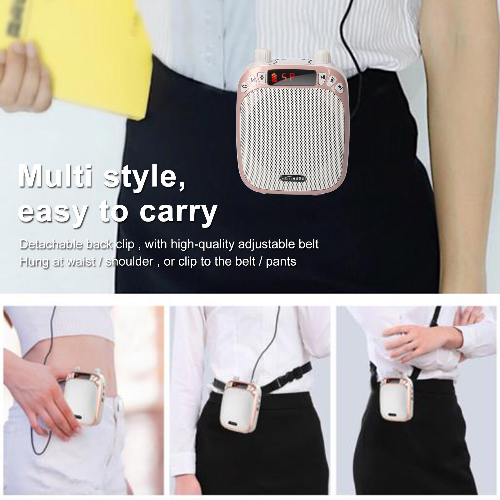 8W Portable Voice Amplifier Wired Microphone AUX Audio Recording Bluetooth Speaker Music Player for Teachers Instructor Training