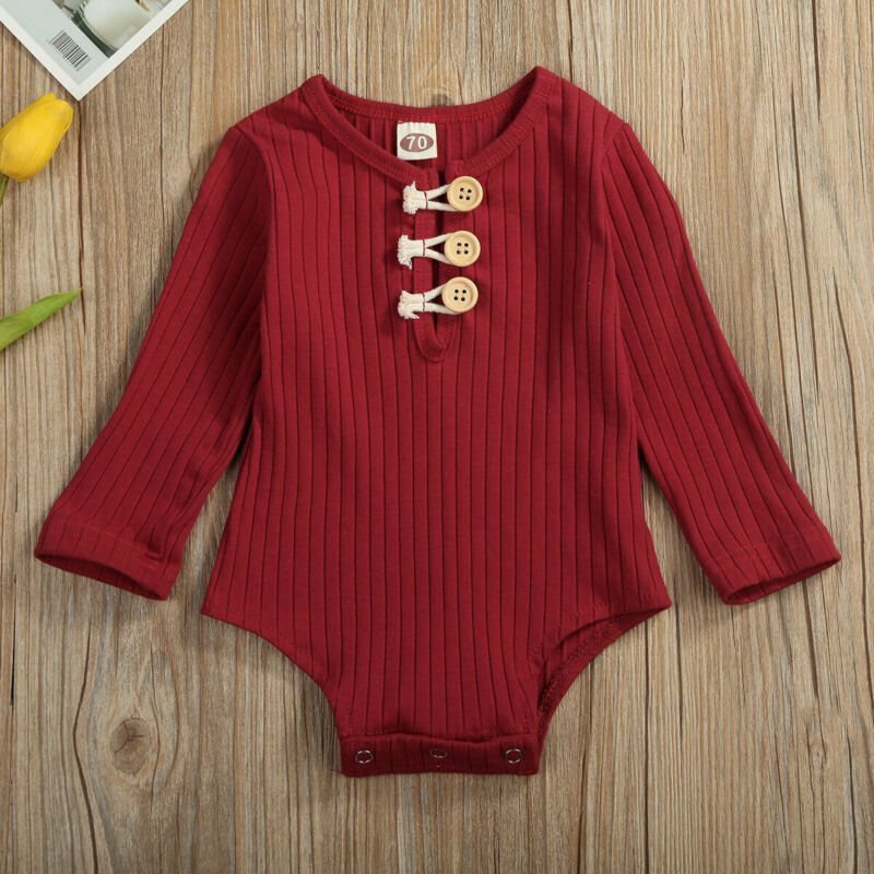 Baby Girl Boy Unisex Newborn Long Sleeve Solid Romper Jumpsuit Bodysuit One-pieces Clothes Soft Cotton Suit Winter